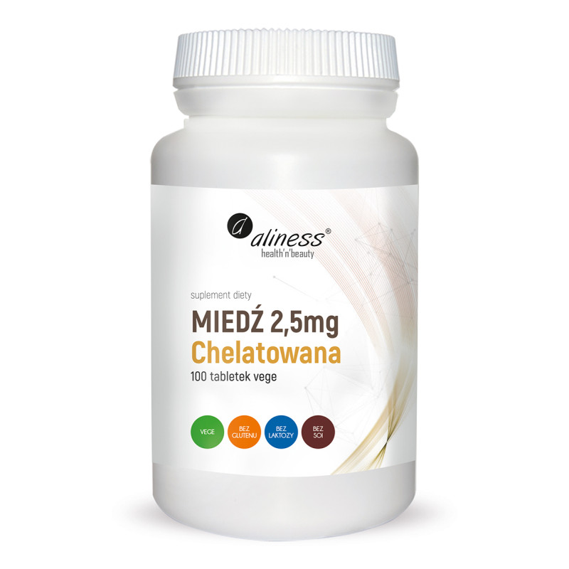 ALINESS MIEDŹ CHELATOWANA 2,5mg - 100 tabl. vege ALINESS MIEDŹ CHELATOWANA 2,5mg - 100 tabl. vege