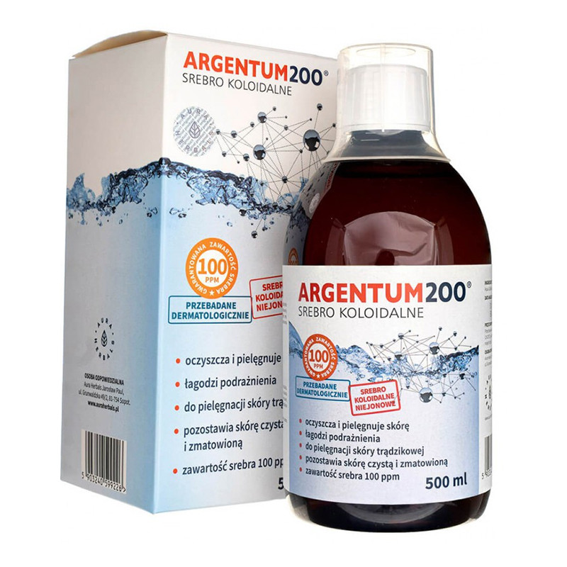 AURA ARGENTUM 200 srebro koloidalne 100ppm-500ml AURA ARGENTUM 200 srebro koloidalne 100ppm-500ml