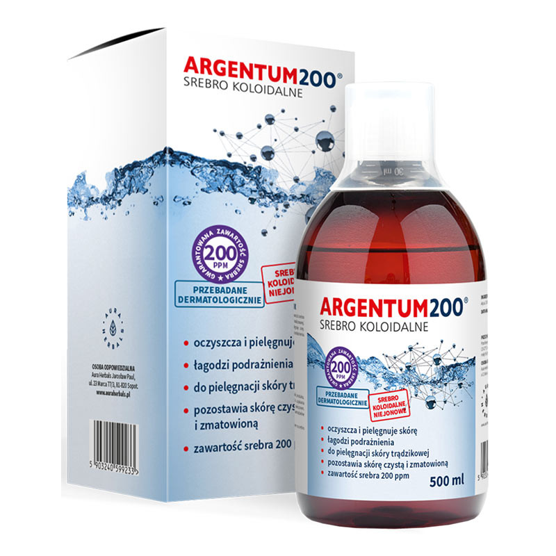 AURA ARGENTUM 200 srebro koloidalne 200ppm-500ml AURA ARGENTUM 200 srebro koloidalne 200ppm-500ml