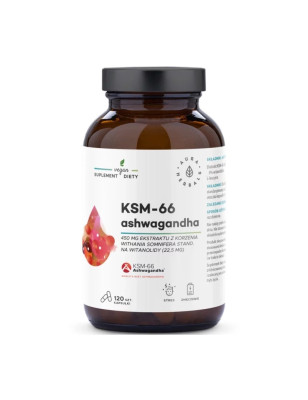 AURA ASHWAGANDHA KSM-66 korzeń 450mg - 120 kaps