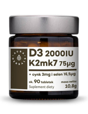 AURA WITAMINA D3 (2000IU)+K2mk7+CYNK+SELEN 90tabl