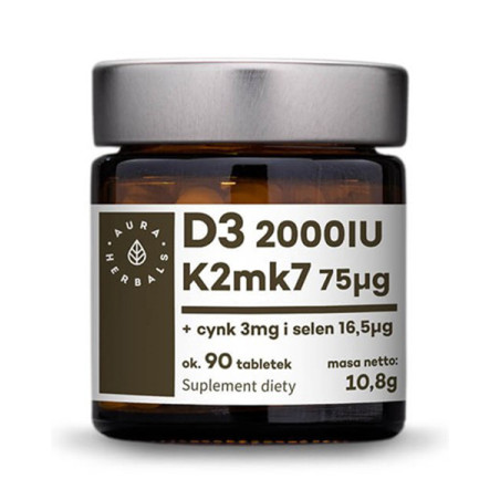 AURA WITAMINA D3 (2000IU)+K2mk7+CYNK+SELEN 90tabl