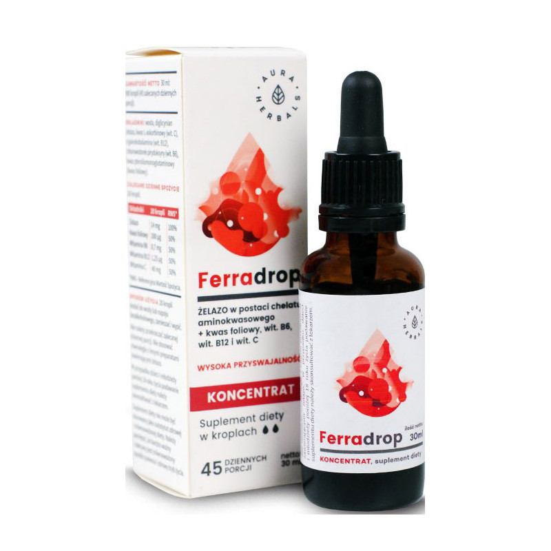 AURA FERRADROP- żelazo+kwas foliowy 30ml AURA FERRADROP- żelazo+kwas foliowy 30ml