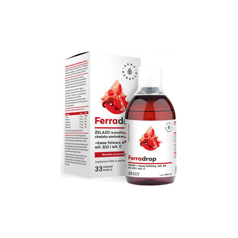 AURA FERRADROP- żelazo+kwas foliowy 500ml AURA FERRADROP- żelazo+kwas foliowy 500ml