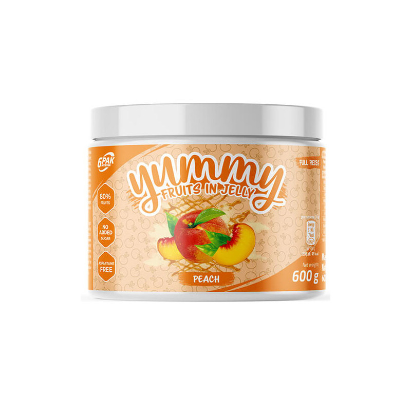 6PAK YUMMY FRUITS IN JELLY 600g peach 6PAK YUMMY FRUITS IN JELLY 600g peach