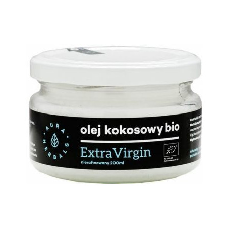 AURA OLEJ KOKOSOWY 200ml EXTRA VIRGIN BIO NIERAFIN