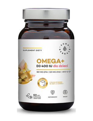AURA OMEGA+WITAMINA D3 400IU dla dzieci 60kaps