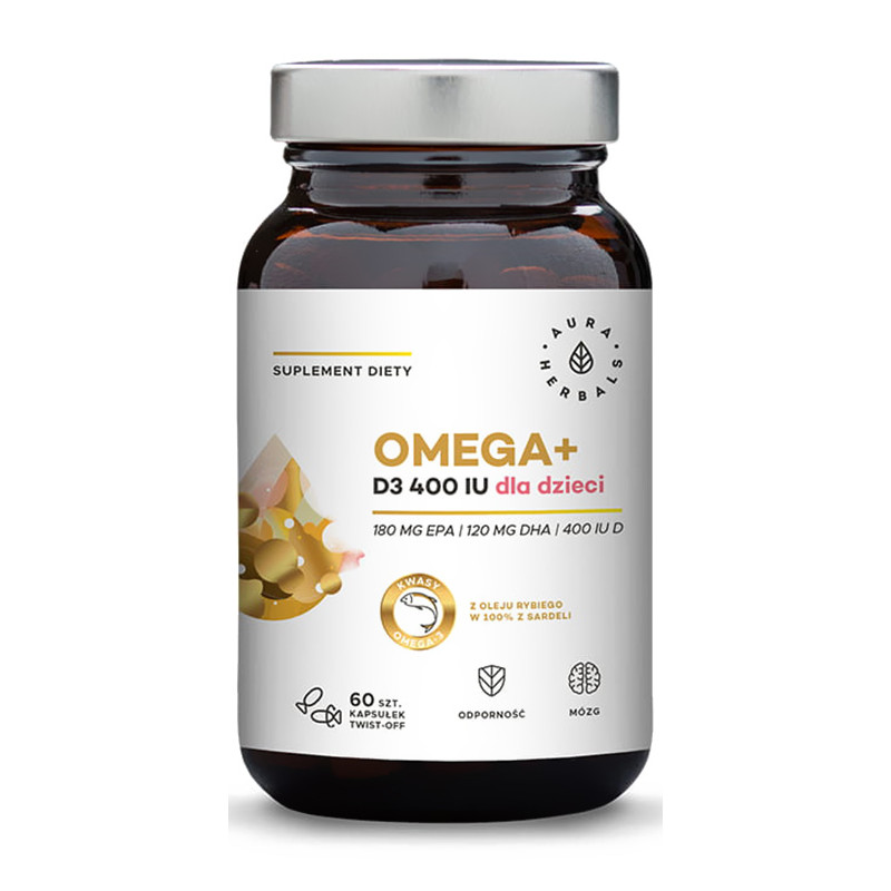 AURA OMEGA+WITAMINA D3 400IU dla dzieci 60kaps AURA OMEGA+WITAMINA D3 400IU dla dzieci 60kaps