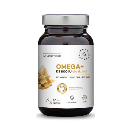 AURA OMEGA+WITAMINA D3 800IU dla dzieci 60kaps