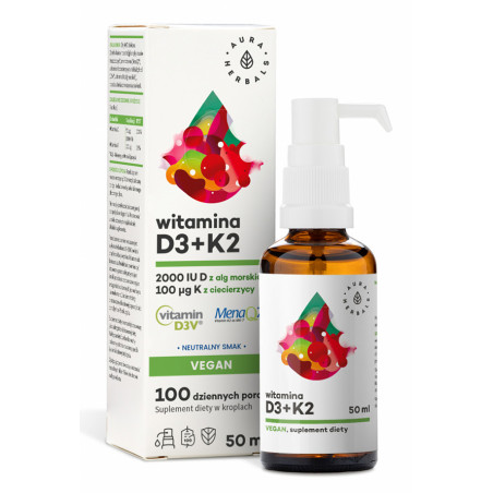 AURA WITAMINA D3 2000IU+ K2 - 50ml vegan