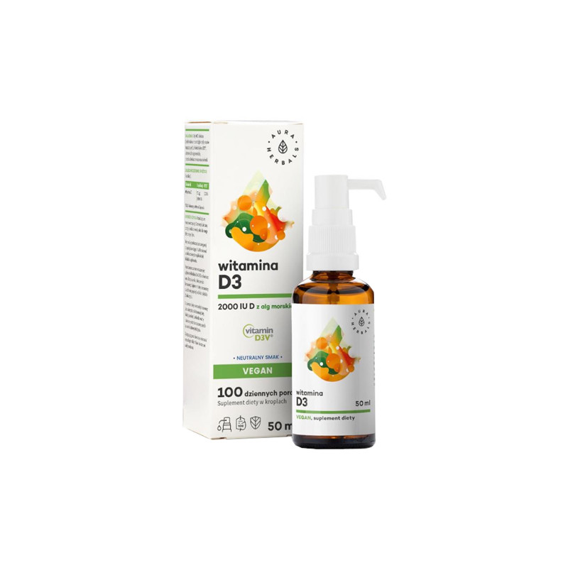 AURA WITAMINA D3 2000IU Vegan krople 50ml AURA WITAMINA D3 2000IU Vegan krople 50ml