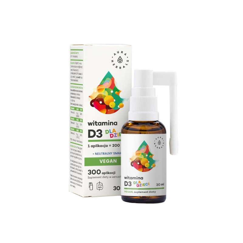 AURA WITAMINA D3 Vegan dla dzieci aerozol 30ml AURA WITAMINA D3 Vegan dla dzieci aerozol 30ml
