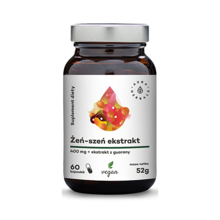 AURA ŻEŃ-SZEŃ KOREAŃSKI EKSTRAKT 400mg+GUARANA-60k