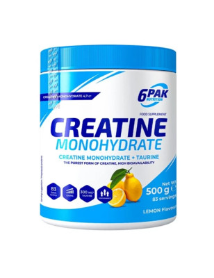 6PAK CREATINE MONOHYDRATE 500g jar Lemon