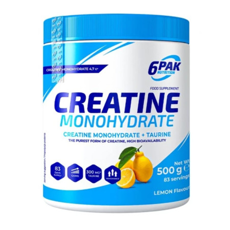 6PAK CREATINE MONOHYDRATE 500g jar Lemon