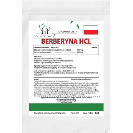 FOREST VITAMIN BERBERYNA HCL 400 mg - 60 kaos 