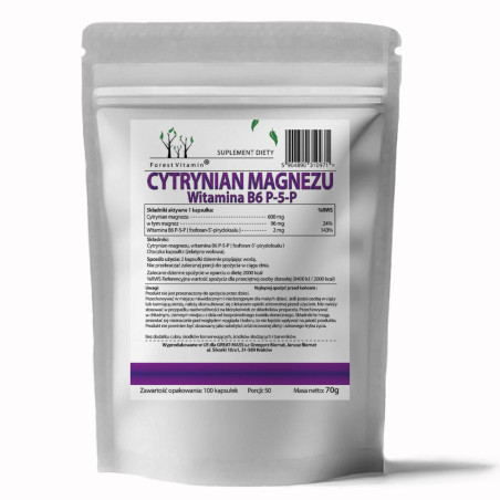 FOREST VITAMIN MAGNEZ 600mg+P5P 100kaps