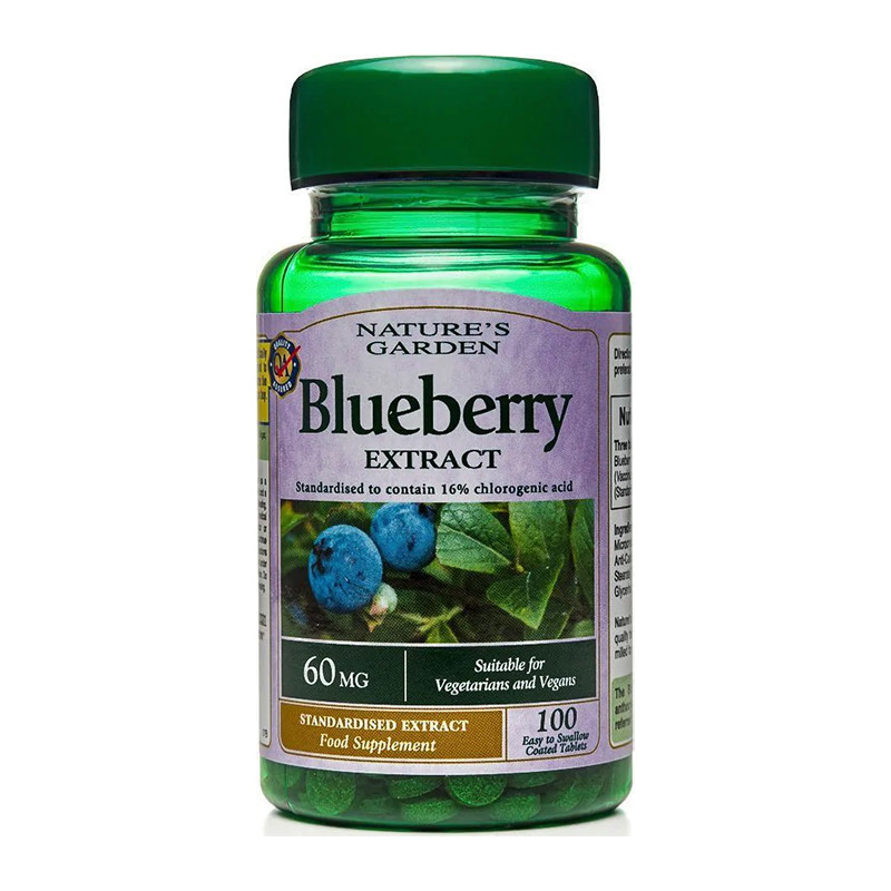 HOLLAND-BARRETT BLUEBERRY EXTR. 60mg-100tabl HOLLAND-BARRETT BLUEBERRY EXTR. 60mg-100tabl