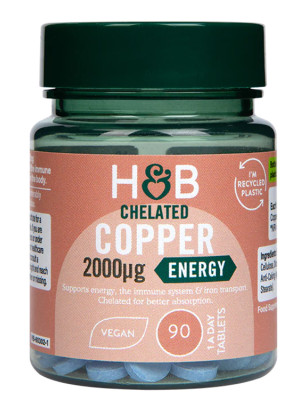 HOLLAND-BARRETT CHELATED COPPER 2000mcg-90tabl veg