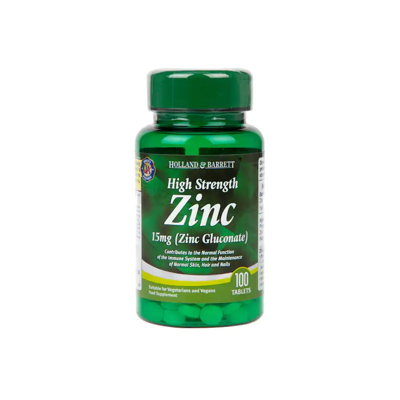 HOLLAND-BARRETT HIGH STRENGTH ZINC 15mg - 100tabl HOLLAND-BARRETT HIGH STRENGTH ZINC 15mg - 100tabl