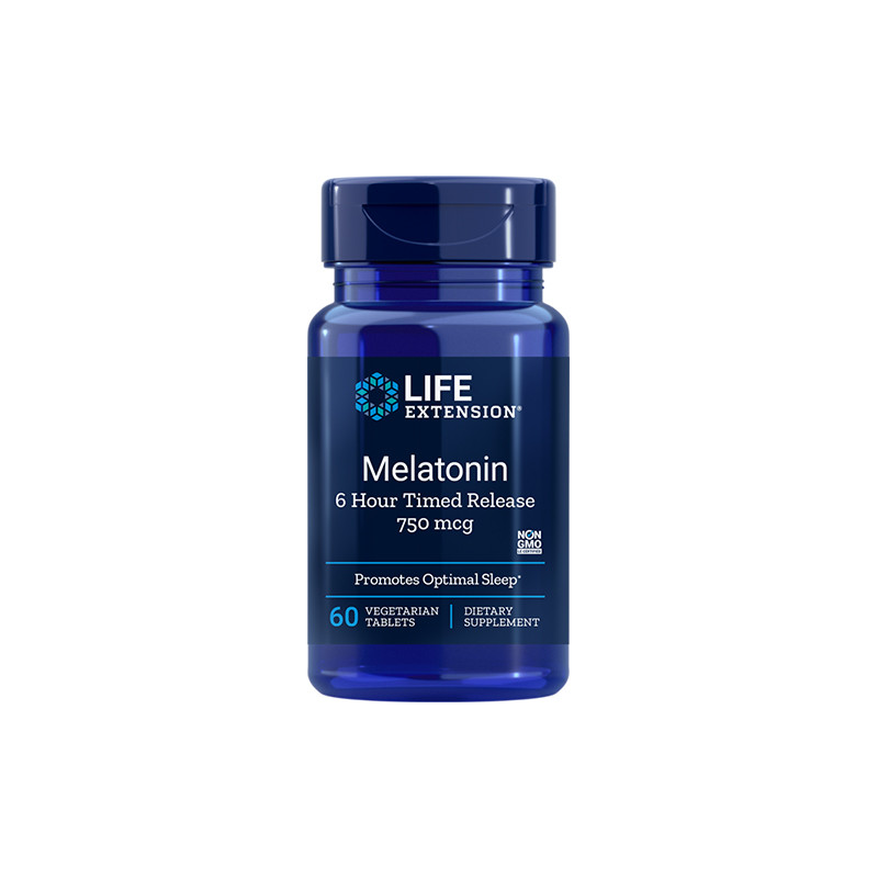 LIFE EXTENSION MELATONIN 6 HOUR 750mcg-60tab vege LIFE EXTENSION MELATONIN 6 HOUR 750mcg-60tab vege