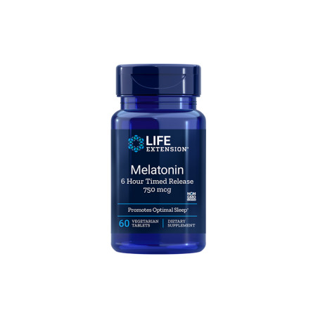 LIFE EXTENSION MELATONIN 6 HOUR 750mcg-60tab vege
