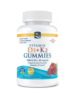 NORDIC NATURALS VITAMIN D3+K2 Pomegranate - 60gumm