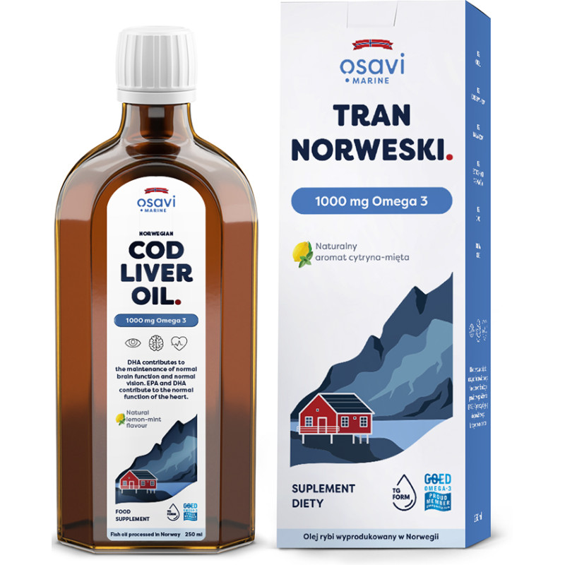OSAVI TRAN NORWESKI 1000mg OMEGA3 250ml cyt-mięta OSAVI TRAN NORWESKI 1000mg OMEGA3 250ml cyt-mięta