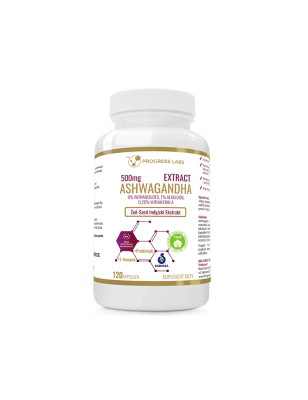 PROGRESS LABS ASHWAGANDHA EXT,500mg 9%+L-LEU-120ka