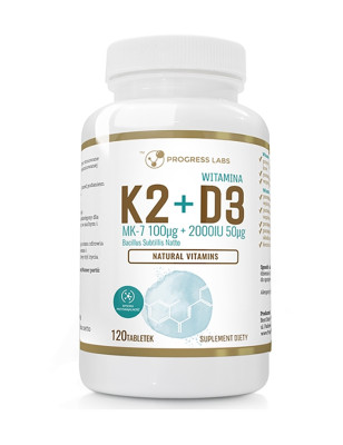 PROGRESS LABS WIT. K2 MK-7 z natto 100mcg+D3 -120t