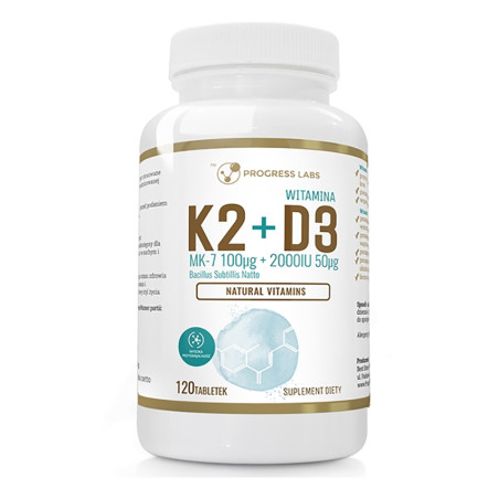 PROGRESS LABS WIT. K2 MK-7 z natto 100mcg+D3 -120t