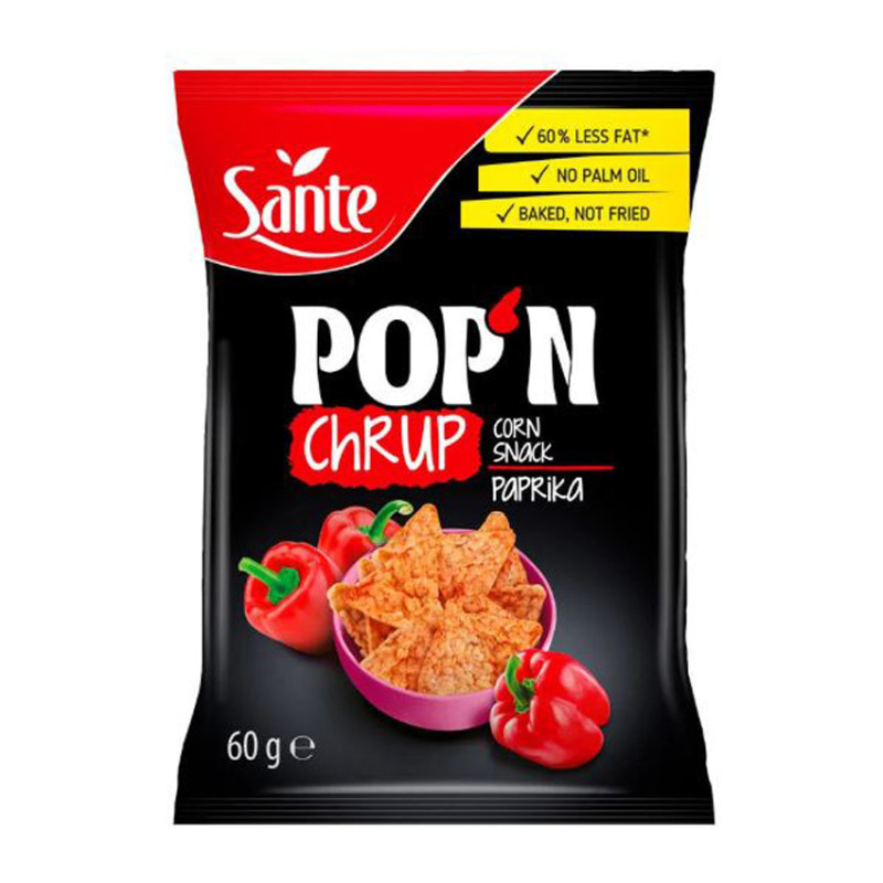 SANTE POP'N CHRUP SNACKI POPCORNOWE PAPRYKA-60g SANTE POP'N CHRUP SNACKI POPCORNOWE PAPRYKA-60g