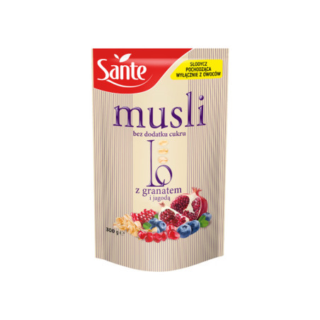 SANTE MUSLI Z GRANATEM I JAGODĄ BEZ DOD CUKRU 300g