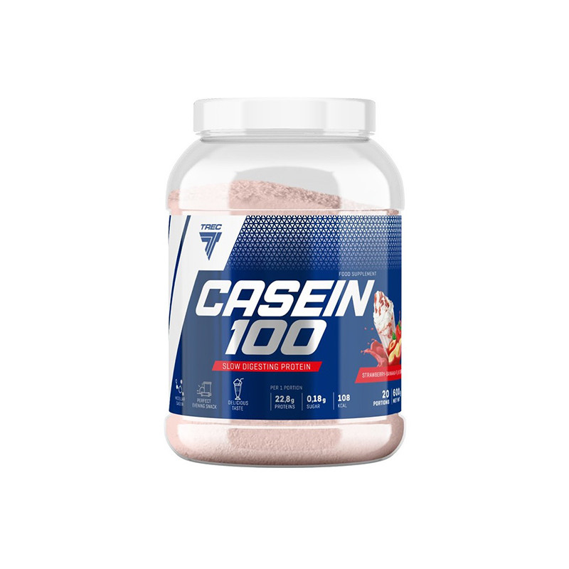 TREC CASEIN 100 - 600 g truskawka-banan