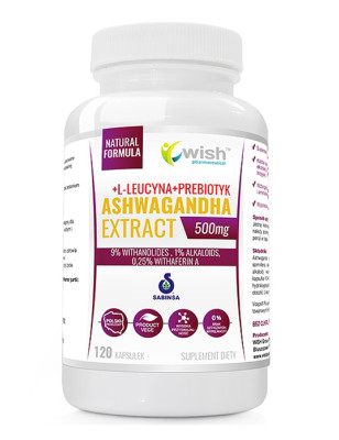 WISH ASHWAGANDHA EXTRACT 500mg 9%+L-leucyn-120kaps