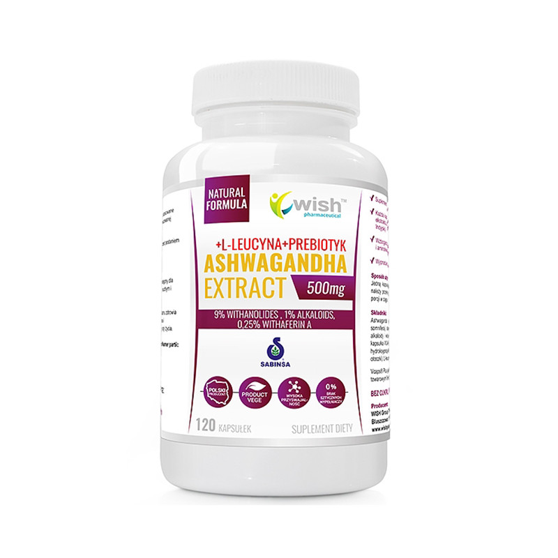 WISH ASHWAGANDHA EXTRACT 500mg 9%+L-leucyn-120kaps WISH ASHWAGANDHA EXTRACT 500mg 9%+L-leucyn-120kaps