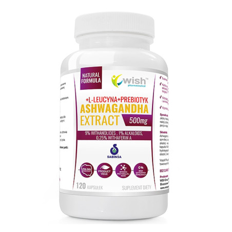 WISH ASHWAGANDHA EXTRACT 500mg 9%+L-leucyn-120kaps