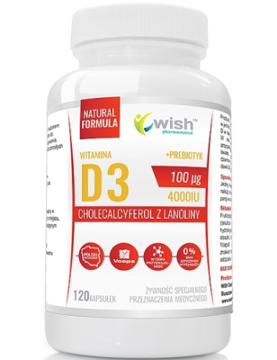 WISH WITAMINA D3 100mcg 4000IU+PREBIOTYK-120kaps