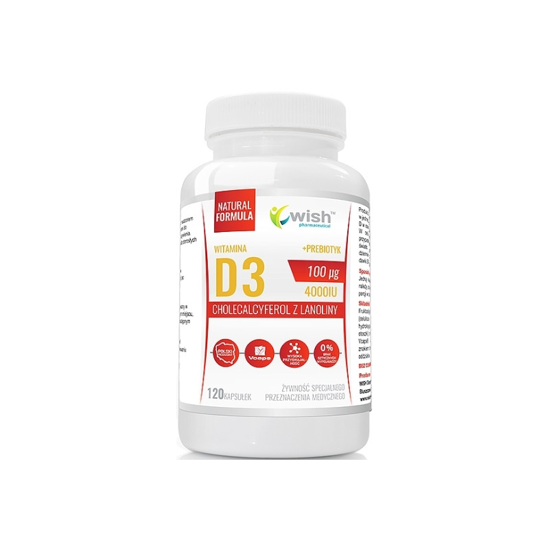 WISH WITAMINA D3 100mcg 4000IU+PREBIOTYK-120kaps