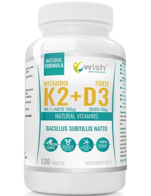 WISH WIT.K2 vitaMK7 100mcg+D3 50mcg 2000IU-120tabl