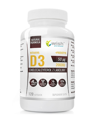 WISH WITAMINA D3 2000IU 50mcg+Prebiotyk - 120kaps