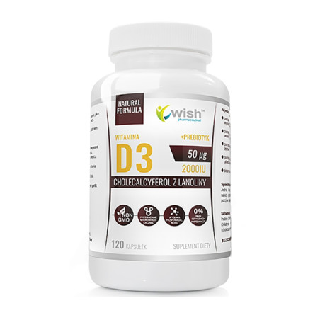 WISH WITAMINA D3 2000IU 50mcg+Prebiotyk - 120kaps