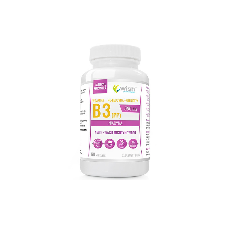 WISH WITAMINA B3 (PP) 500mg + L-leucyna vege-60kap WISH WITAMINA B3 (PP) 500mg + L-leucyna vege-60kap