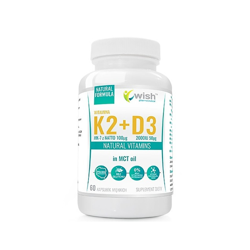 WISH WITAMINA K2 MK-7 100mcg+D3 50mcg 2000IU-60kap WISH WITAMINA K2 MK-7 100mcg+D3 50mcg 2000IU-60kap