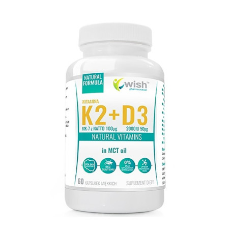 WISH WITAMINA K2 MK-7 100mcg+D3 50mcg 2000IU-60kap
