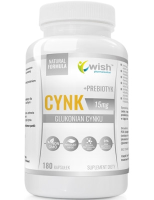 WISH CYNK GLUKONIAN CYNKU 15mg+PREBIOTYK - 180kaps
