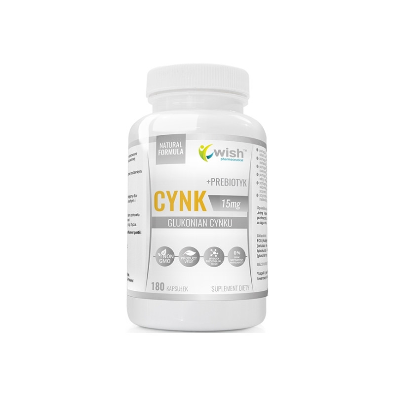 WISH CYNK GLUKONIAN CYNKU 15mg+PREBIOTYK - 180kaps WISH CYNK GLUKONIAN CYNKU 15mg+PREBIOTYK - 180kaps
