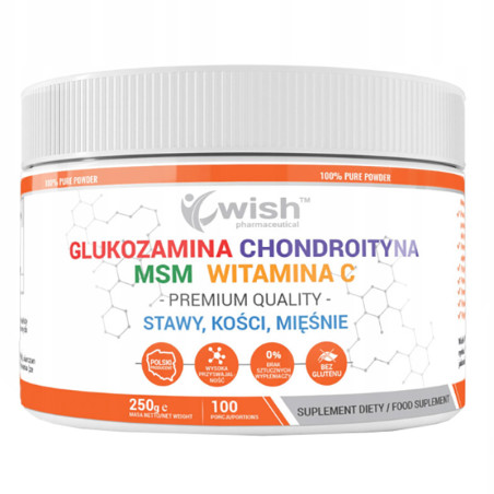 WISH GLUKOZAMINA CHONDR. WOŁOWA MSM WIT.C - 250g