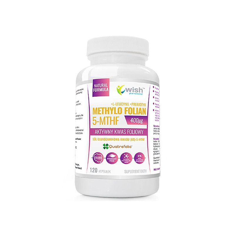WISH METHYLO FOLIAN 400mcg WITAMINA B9 - 120kaps WISH METHYLO FOLIAN 400mcg WITAMINA B9 - 120kaps