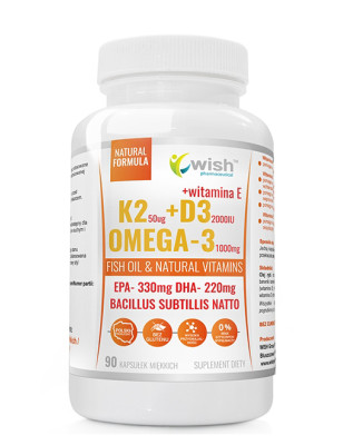 WISH OMEGA-3 + WITAMINA K2+D3 2000IU - 90kaps